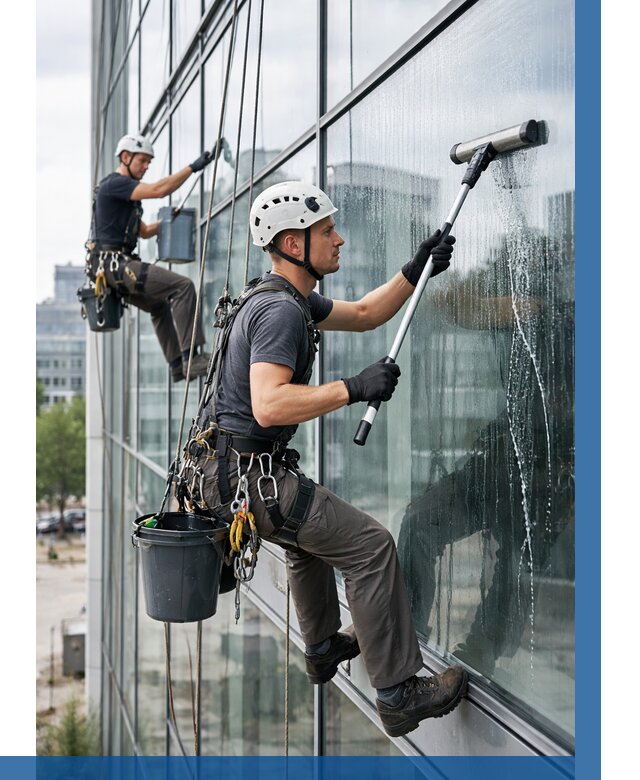 Мойка витражей альпинистами в Прокопьевске от 724 р. под ключ|ВЫСОТНИК-Прк