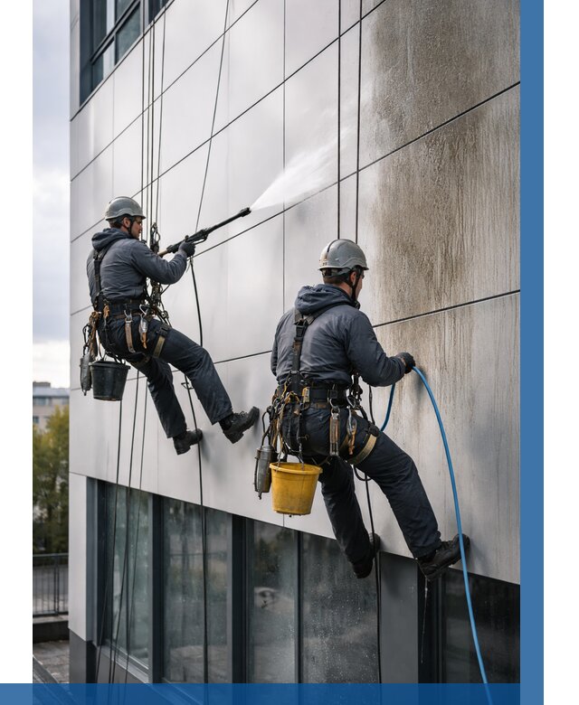 Мойка фасада из композита в Прокопьевске по цене от 310 р. | ВЫСОТНИК-Прк