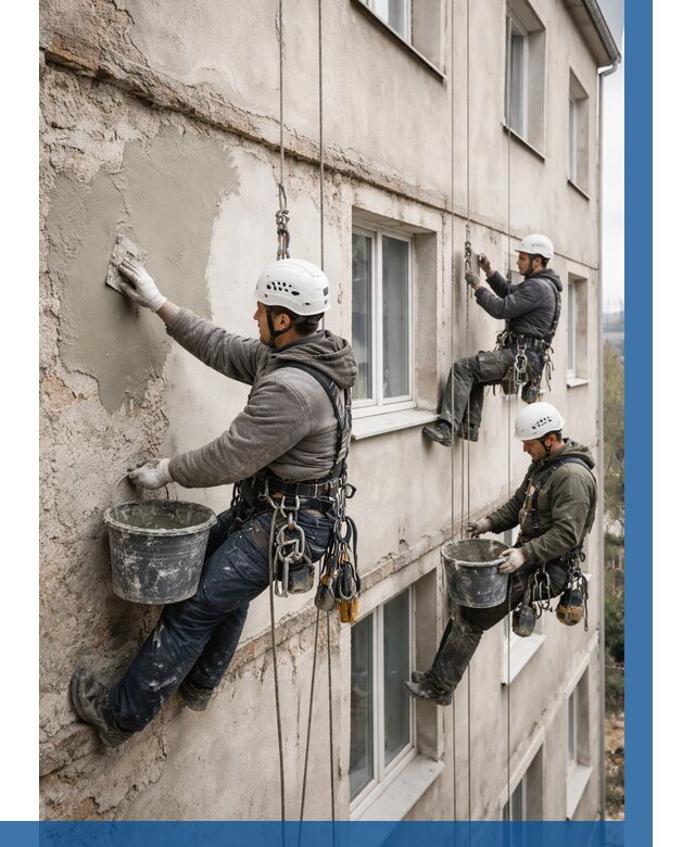 Ремонт штукатурного фасада в Прокопьевске от 775 р. под ключ | ВЫСОТНИК-Прк