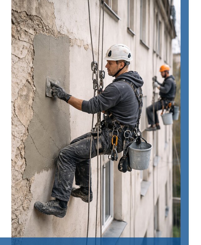 Восстановление штукатурки фасада в Прокопьевске от 1240 р. | ВЫСОТНИК-Прк