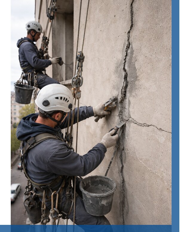 Заделка трещин на фасаде в Прокопьевске от 930 р. | ВЫСОТНИК-Прк