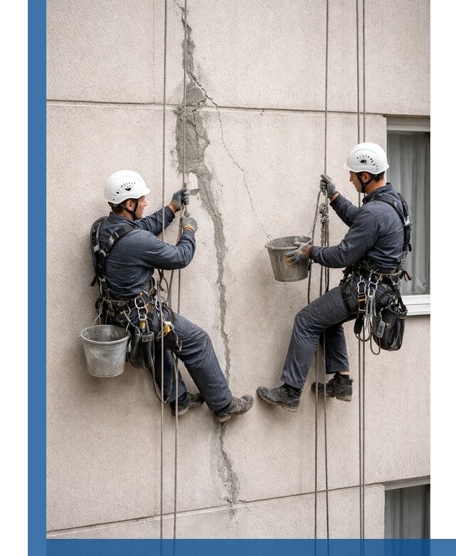 Заделка трещин на фасаде в Прокопьевске с гарантийным ремонтом