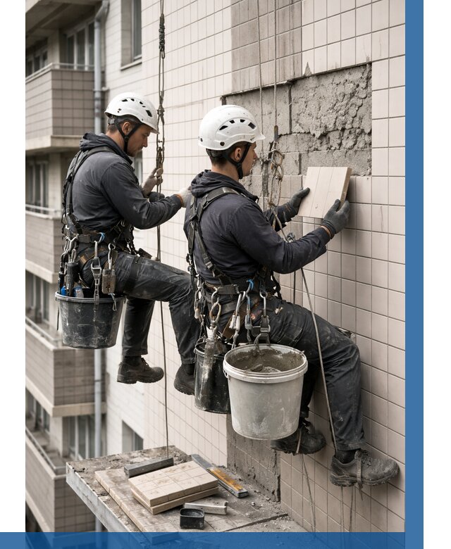 Ремонт облицовки фасада плиткой в Прокопьевске от 1861 р. | ВЫСОТНИК-Прк