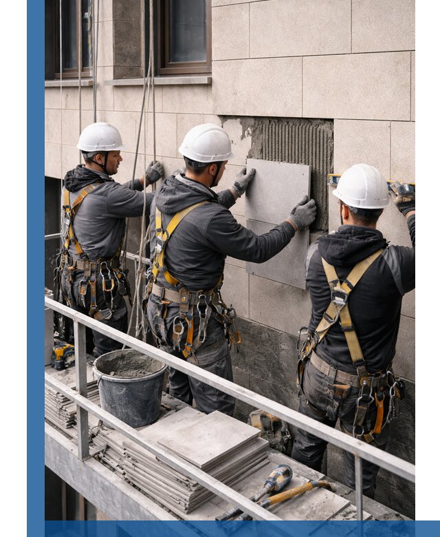 Ремонт облицовки фасада плиткой в Прокопьевске с гарантией