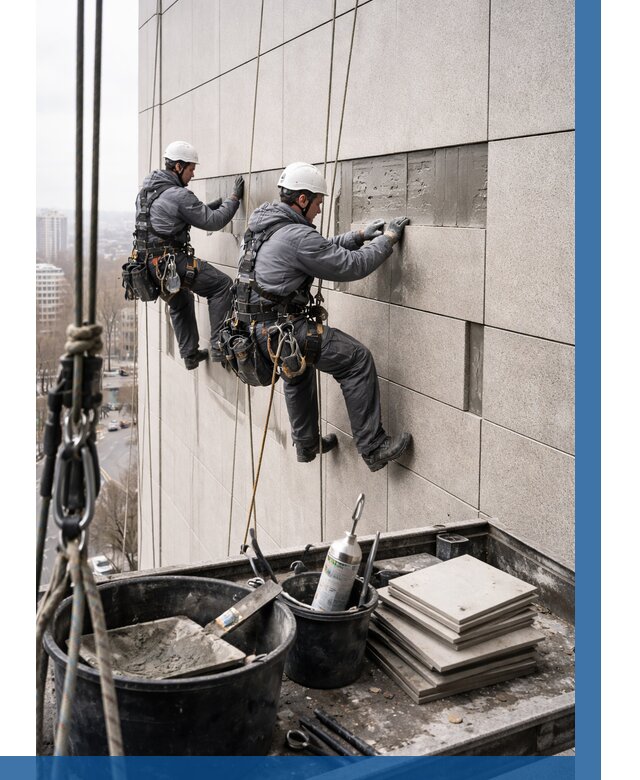 Ремонт фасада из керамогранита в Прокопьевске от 2584 р. | ВЫСОТНИК-Прк