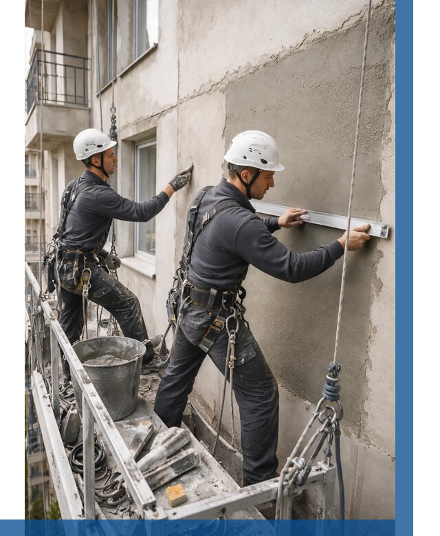 Штукатурка фасада на высоте в Прокопьевске от 930 р. | ВЫСОТНИК-Прк