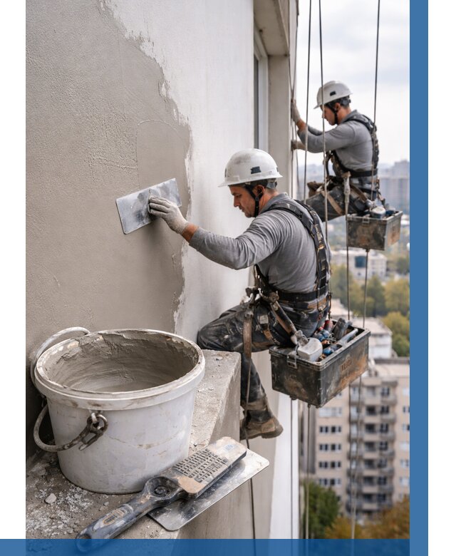 Шпаклевка фасада на высоте в Прокопьевске от 724 р. | ВЫСОТНИК-Прк