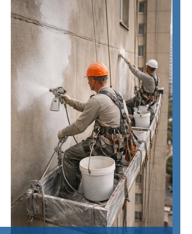 Грунтовка фасада на высоте в Прокопьевске от 124 р. | ВЫСОТНИК-Прк