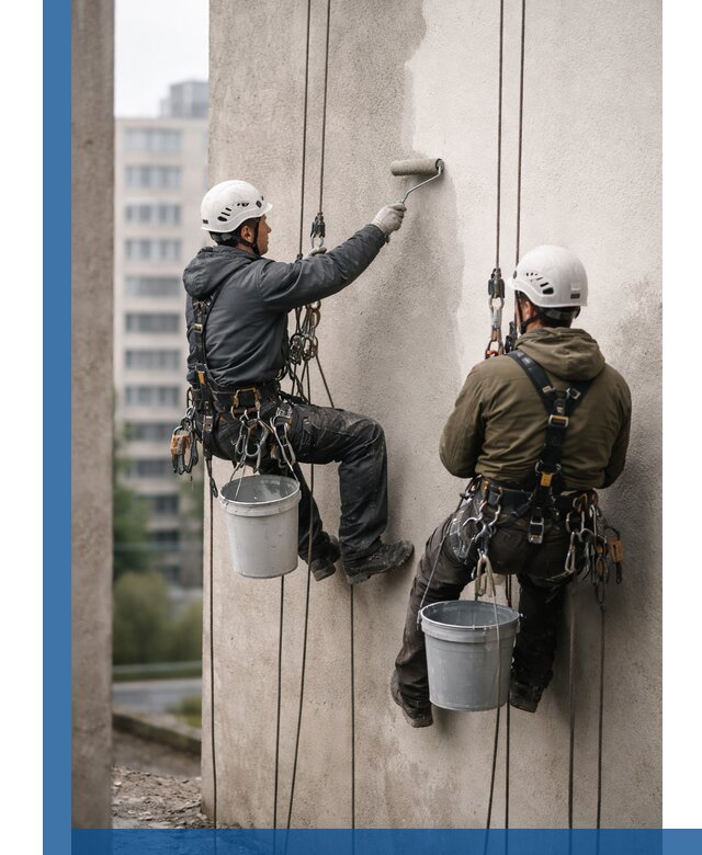 Покраска фасадов высотными альпинистами в Прокопьевске с гарантией