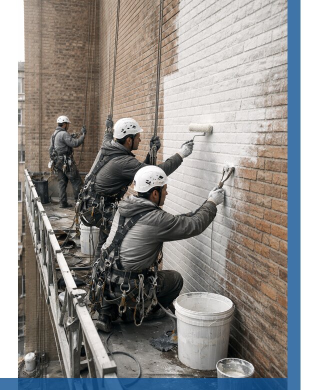 Покраска кирпичного фасада в Прокопьевске от 362 р. | ВЫСОТНИК-Прк