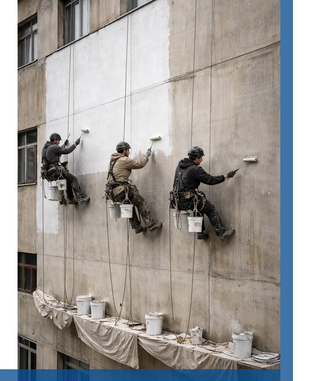 Покраска бетонного фасада в Прокопьевске от 362 р за м2 | ВЫСОТНИК-Прк