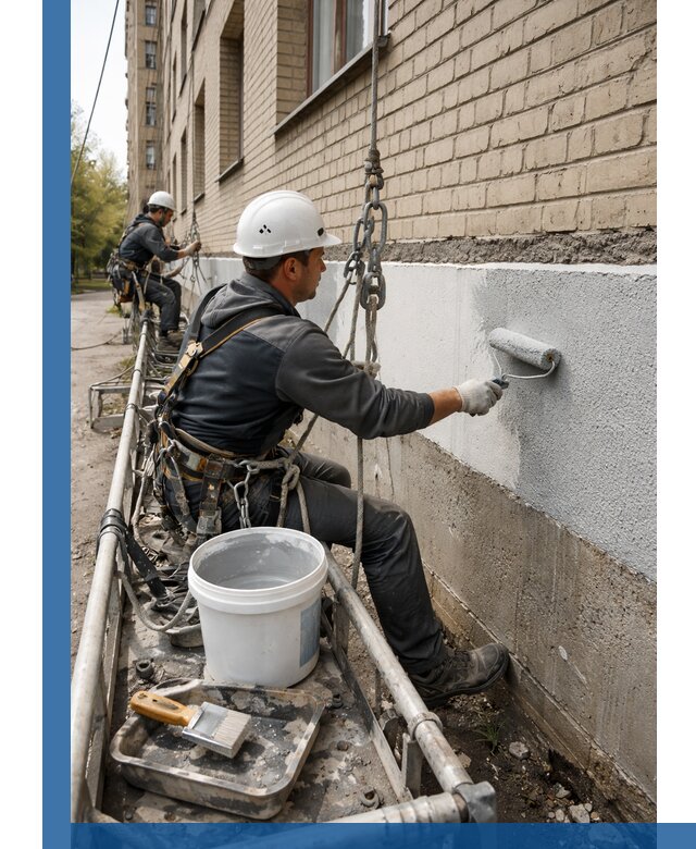 Окраска цоколя здания в Прокопьевске профессионально и надежно