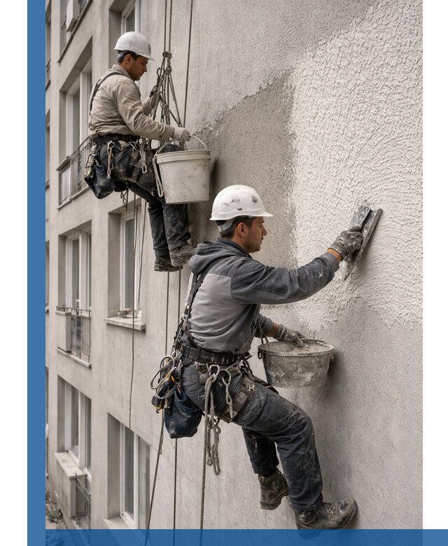 Нанесение декоративной штукатурки короед на фасад в Прокопьевске