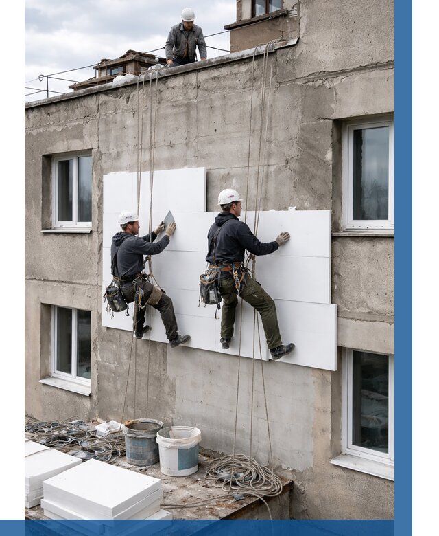 Утепление фасада пенополистиролом в Прокопьевске от 1861 р. | ВЫСОТНИК-Прк