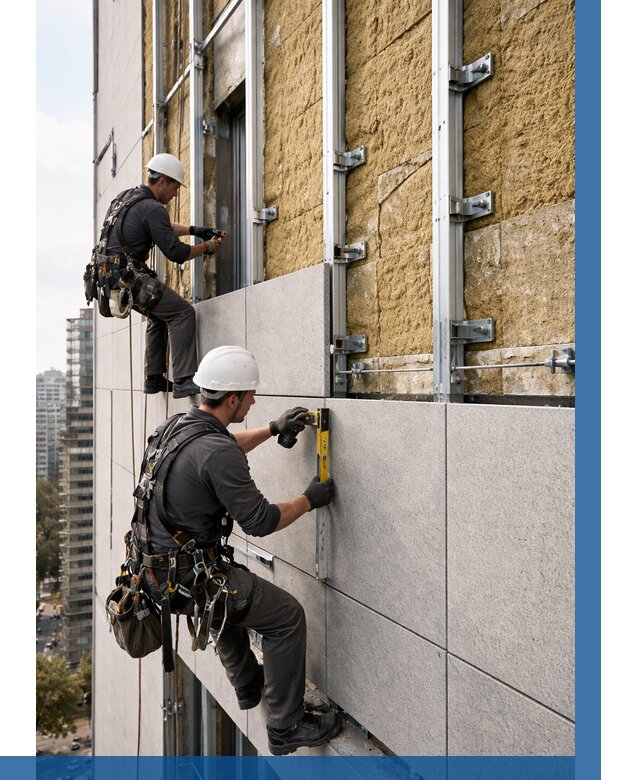 Монтаж вентилируемого фасада в Прокопьевске от 3618 р. | ВЫСОТНИК-Прк