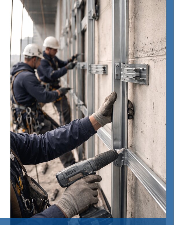 Монтаж подсистемы вентфасада в Прокопьевске от 879 р. | ВЫСОТНИК-Прк