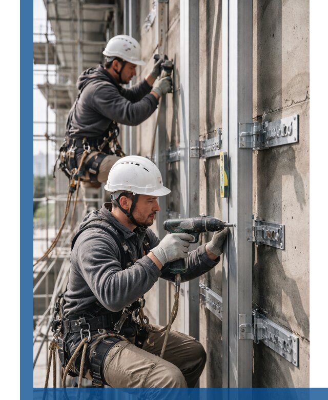 Монтаж и крепление подсистемы вентфасада в Прокопьевске