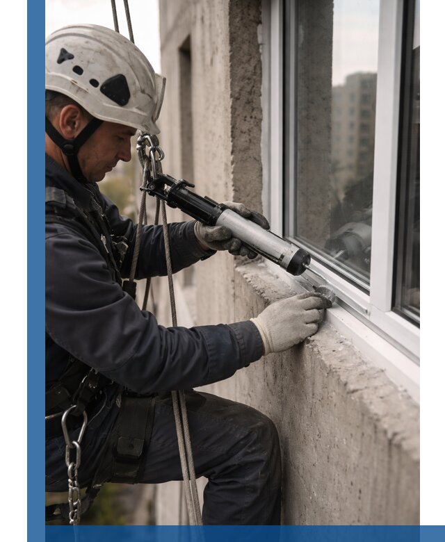 Герметизация оконных швов снаружи в Прокопьевске профессионально