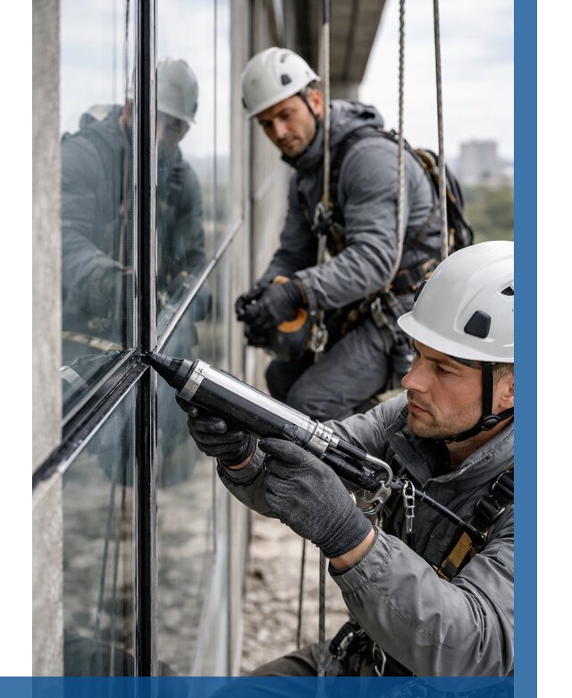 Герметизация витражных швов в Прокопьевске от 672 р. | ВЫСОТНИК-Прк