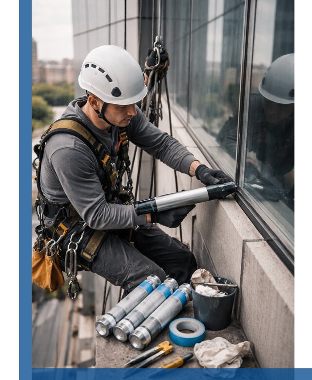 Герметизация стыков витража в Прокопьевске для герметичных фасадов