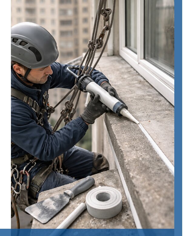 Герметизация балконного козырька в Прокопьевске от 4652 р. | ВЫСОТНИК-Прк