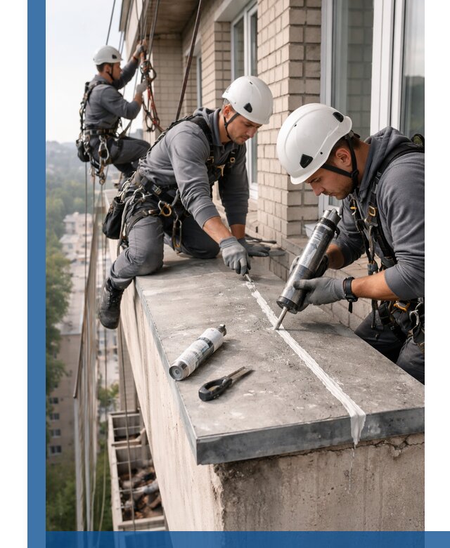 Герметизация балконного козырька в Прокопьевске профессионально