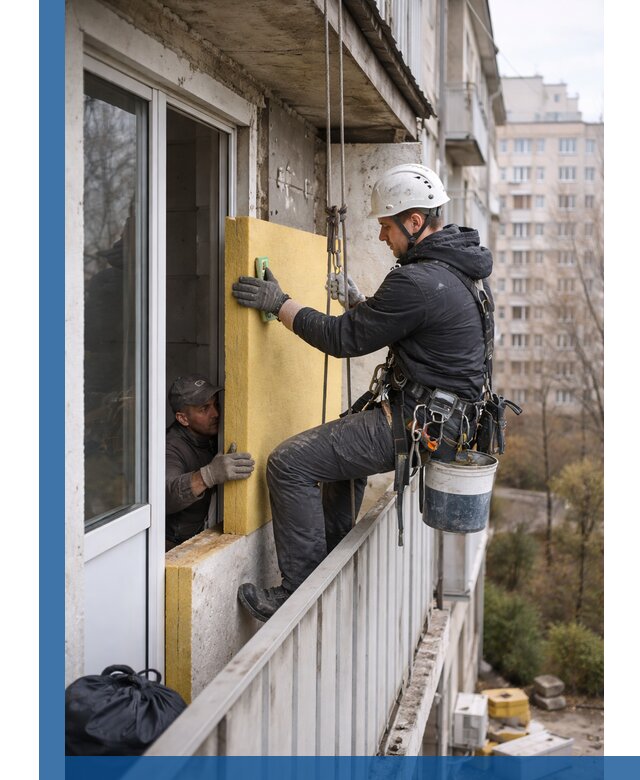 Профессиональное утепление балкона снаружи в Прокопьевске под ключ