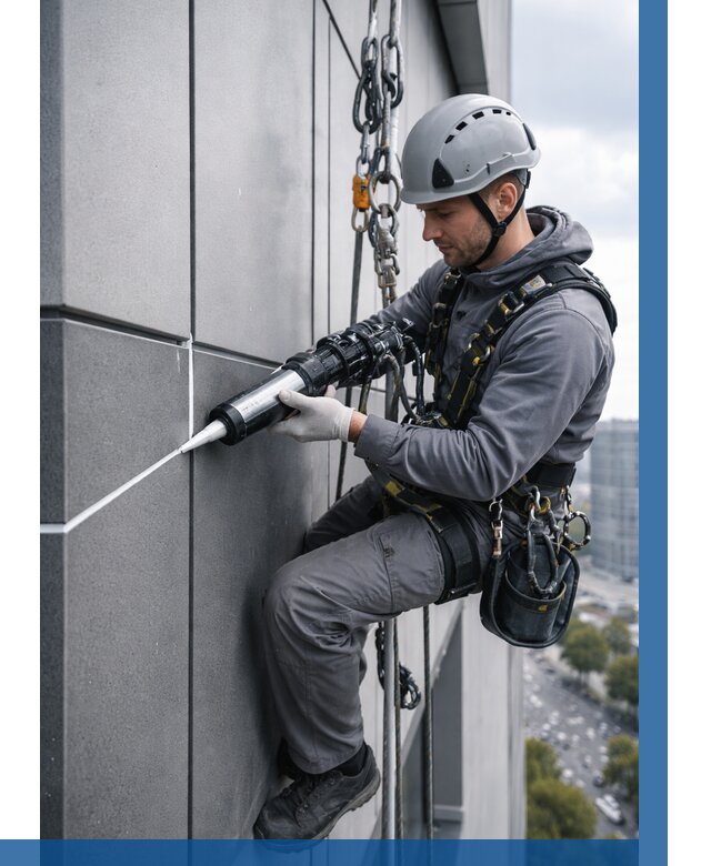 Герметизация стыков фасадных панелей в Прокопьевске от 6719 р.| ВЫСОТНИК-Прк