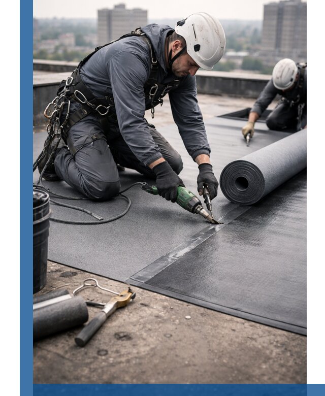 Ремонт мягкой кровли в Прокопьевске с выездом промальпинистов