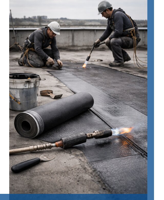 Ремонт рулонной кровли в Прокопьевске от 672 р. | ВЫСОТНИК-Прк