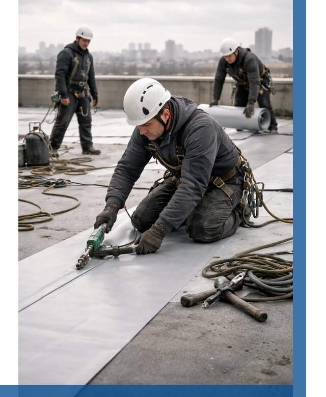 Ремонт мембранной кровли в Прокопьевске от 1861 р./м2 | ВЫСОТНИК-Прк