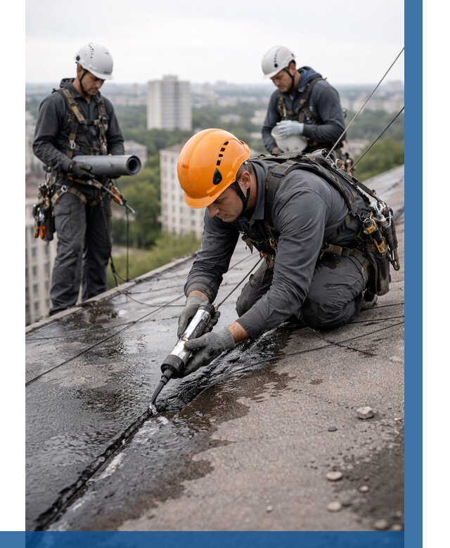 Устранение протечек кровли в Прокопьевске от 12404 р. | ВЫСОТНИК-Прк
