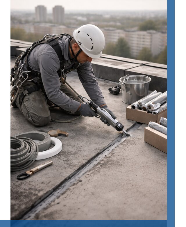 Герметизация швов кровли в Прокопьевске от 465 р./м2 | ВЫСОТНИК-Прк