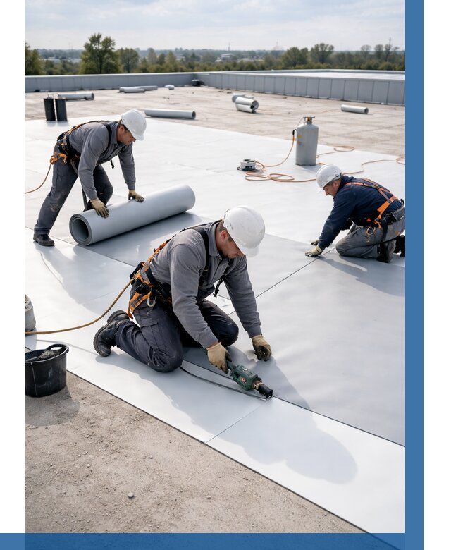 Монтаж мембранной кровли под ключ в Прокопьевске от 1240 р. | ВЫСОТНИК-Прк