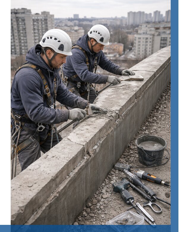 Ремонт парапета на кровле в Прокопьевске от 1551 р. | ВЫСОТНИК-Прк