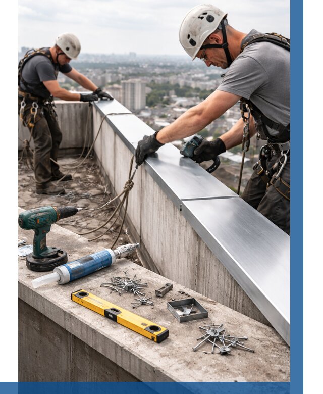 Монтаж парапетных крышек в Прокопьевске от 827 р. | ВЫСОТНИК-Прк