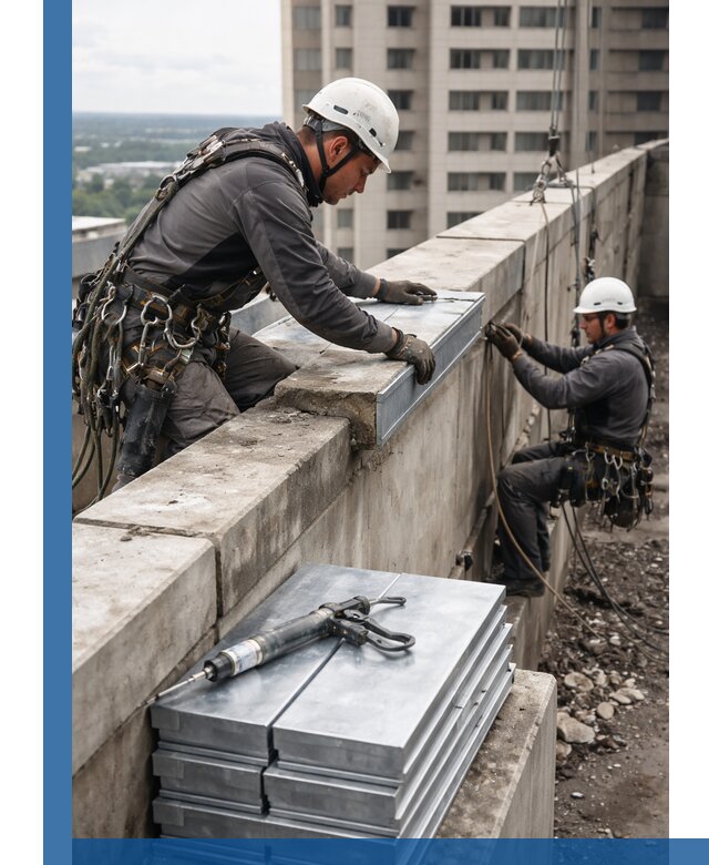 Замена парапетных крышек и установка новых в Прокопьевске