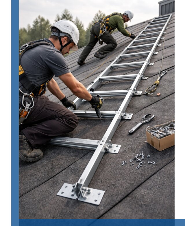 Профессиональный монтаж кровельной лестницы в Прокопьевске под ключ