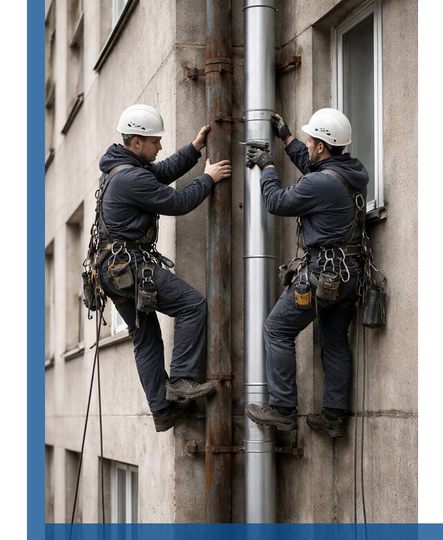 Замена водосточных труб в Прокопьевске: монтаж и демонтаж под ключ