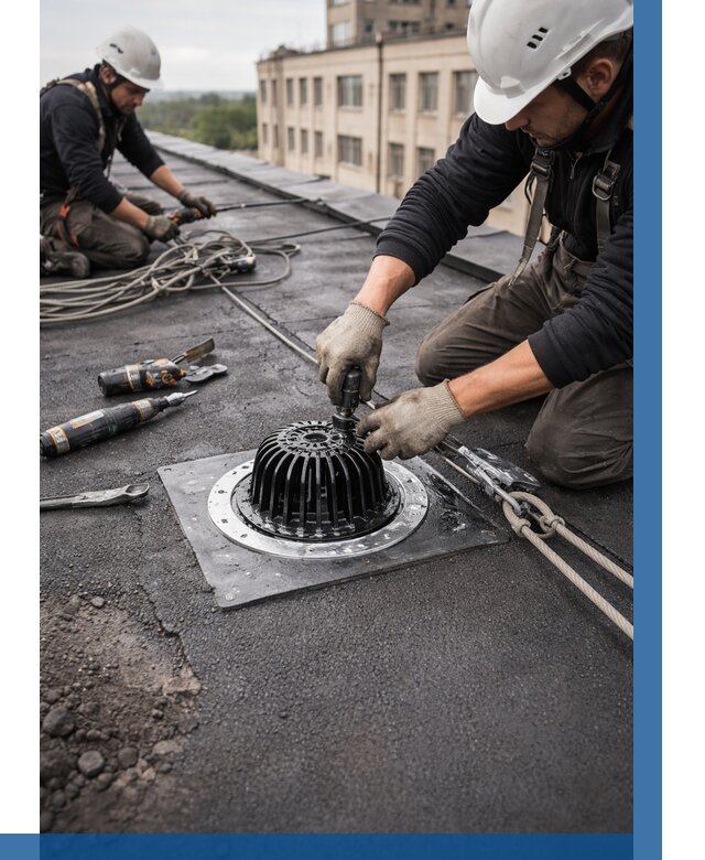 Установка водосточных воронок в Прокопьевске цена от 3618 р. | ВЫСОТНИК-Прк