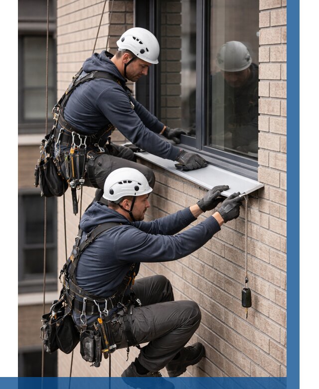 Монтаж оконных отливов под ключ в Прокопьевске от 3618 р. | ВЫСОТНИК-Прк