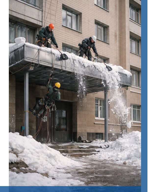 Очистка козырьков от снега в Прокопьевске от 3618 р. | ВЫСОТНИК-Прк