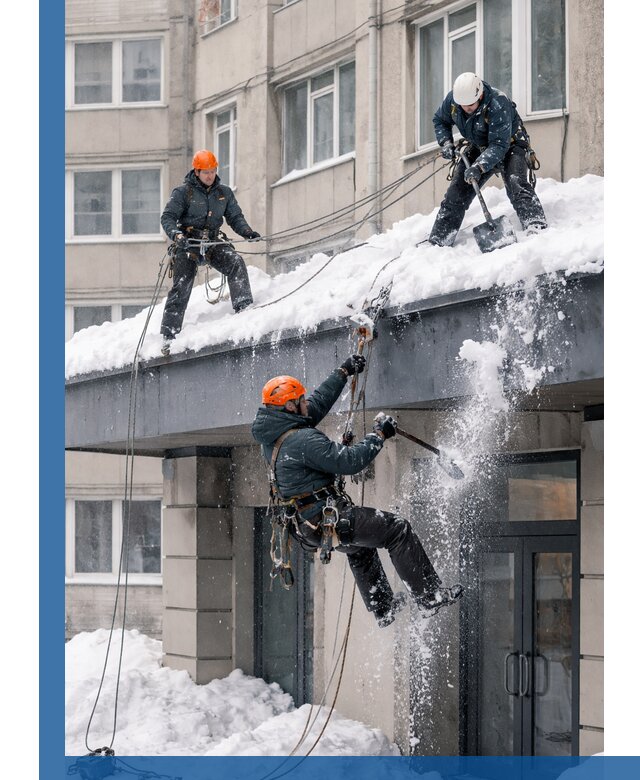 Безопасная очистка навесов от снега в Прокопьевске круглогодично