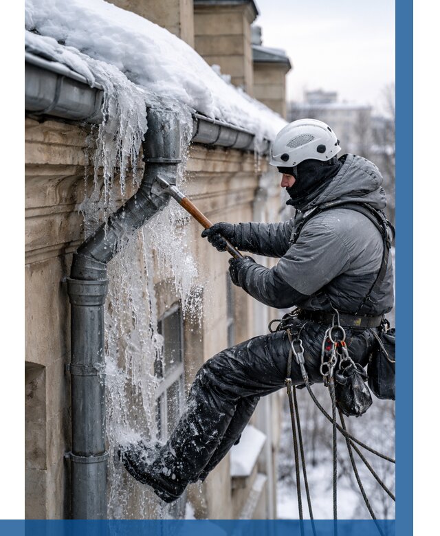 Очистка водостоков от льда в Прокопьевске от 3618 р. | ВЫСОТНИК-Прк