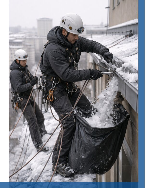 Аварийная очистка крыши в Прокопьевске под ключ от 310 р. | ВЫСОТНИК-Прк