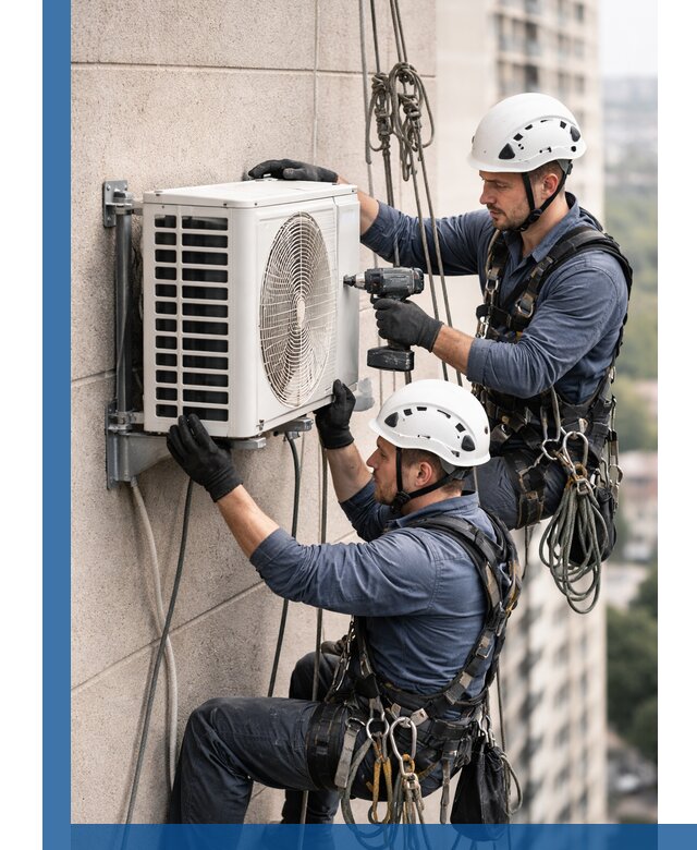 Монтаж внешнего блока кондиционера в Прокопьевске установка и крепление