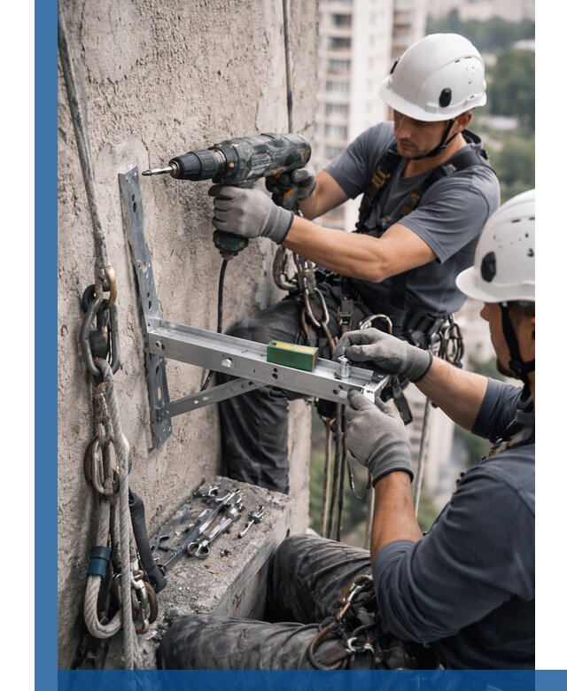 Установка кронштейнов кондиционера и крепежа в Прокопьевске