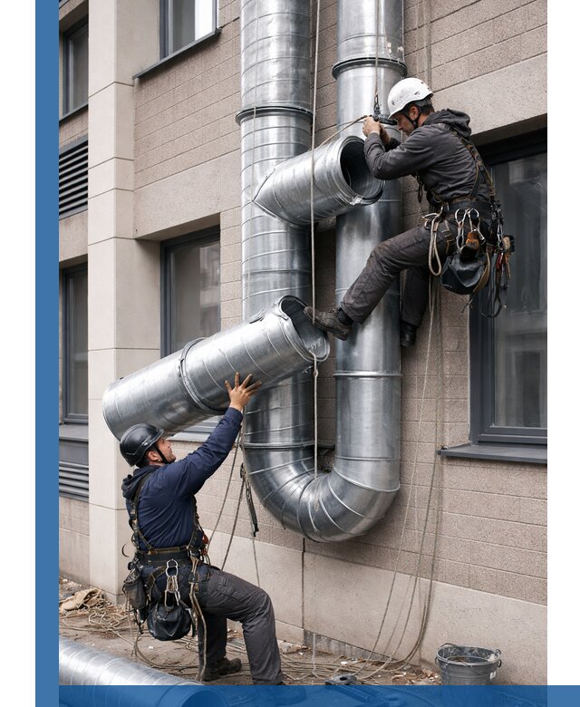 Монтаж фасадных воздуховодов в Прокопьевске с герметизацией и крепежом
