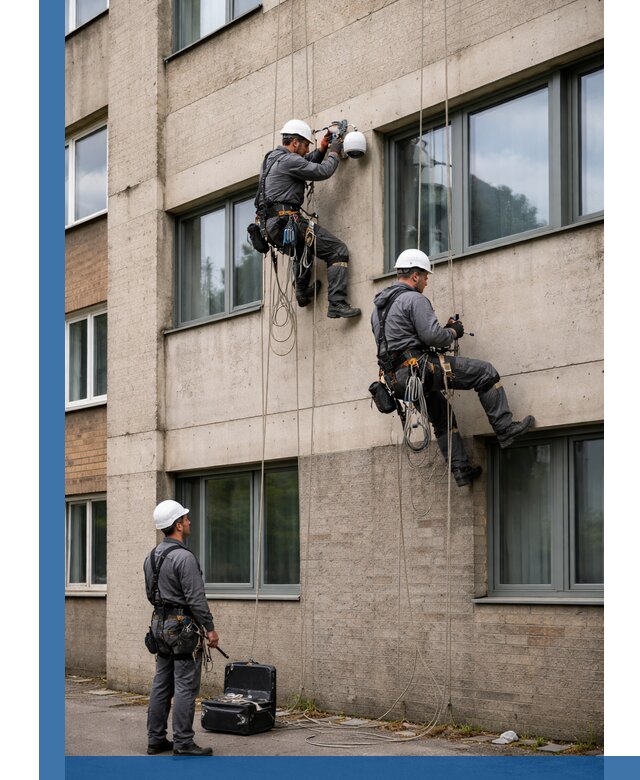Монтаж фасадных камер видеонаблюдения в Прокопьевске под ключ