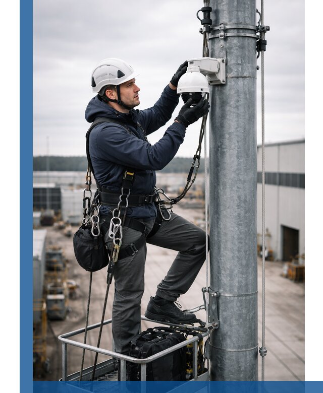Профессиональная установка видеокамер на мачте в Прокопьевске